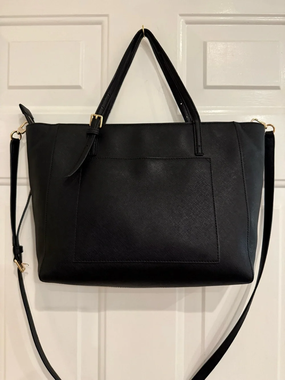 Tory Burch Emerson Black Saffiano Leather Tote Crossbody Bag